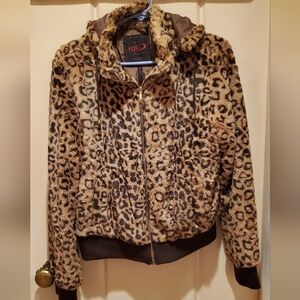 Yoki Women's Leopard Print Teddy Jacket Size L